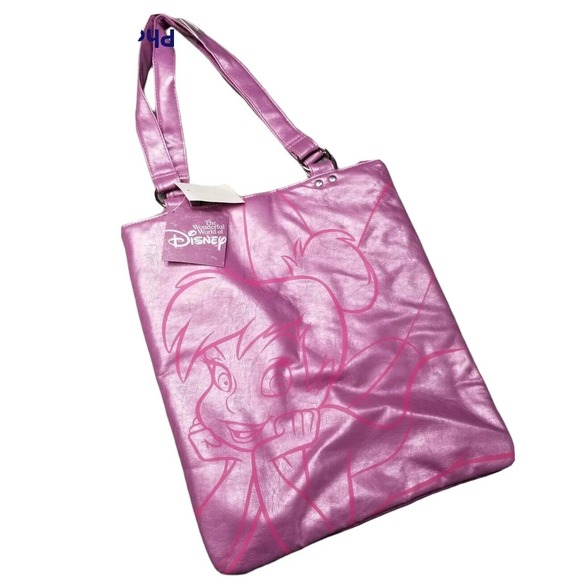Disney Bags Disney Tinkerbell Tote Bag Metallic Pink 4 Large